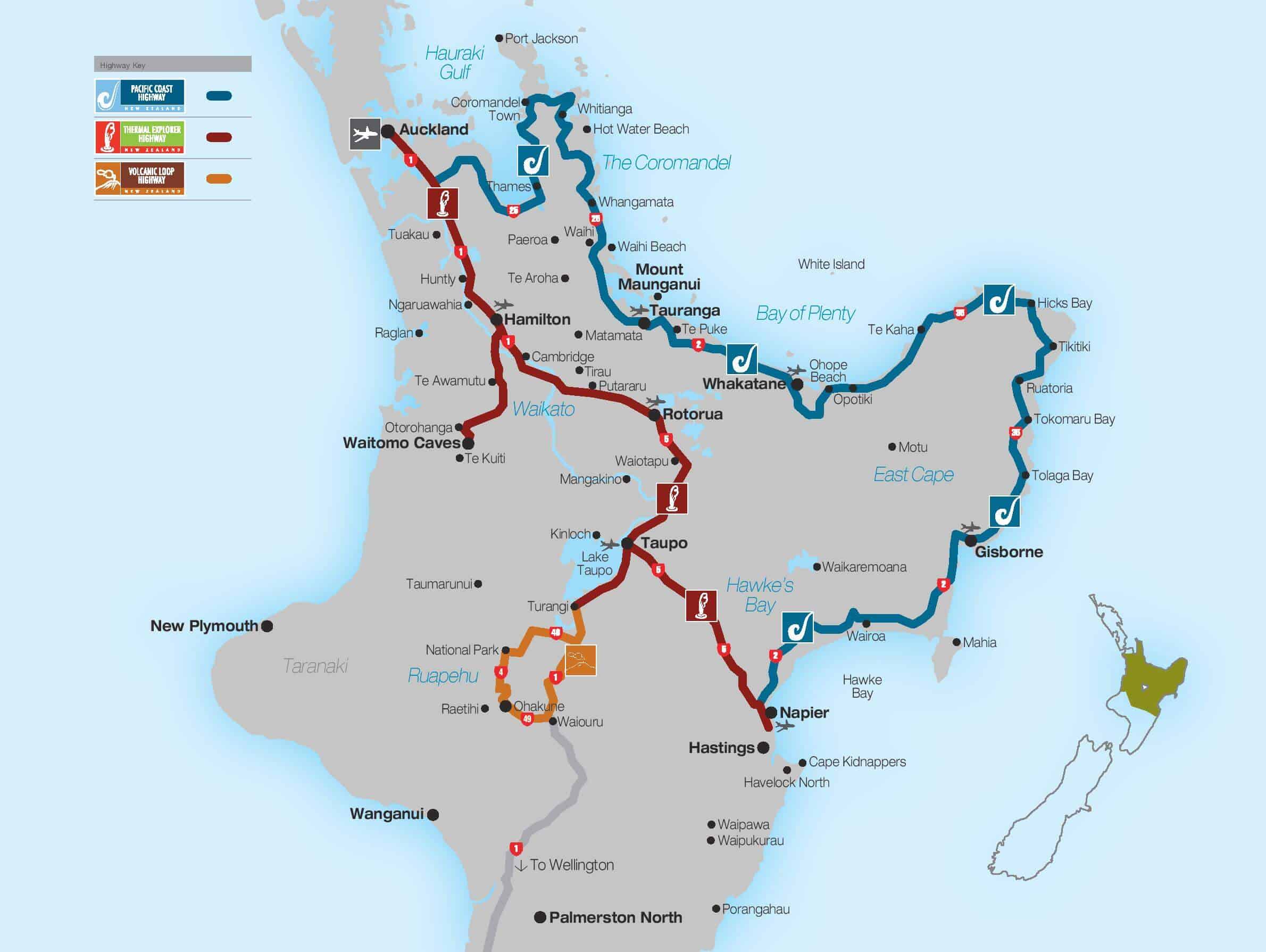 Map north island new zealand